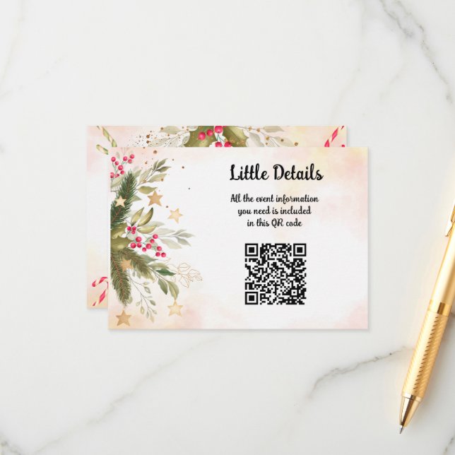 Weihnachts-Brautparty Hochzeit Details Begleitkarte (Vorderseite/Rückseite Beispiel)