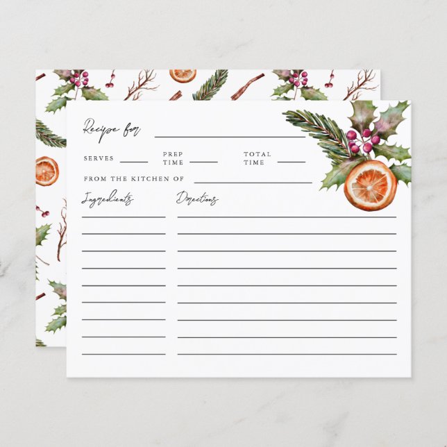 Weihnachts-Brautparty Rezept-Karte (Vorne/Hinten)