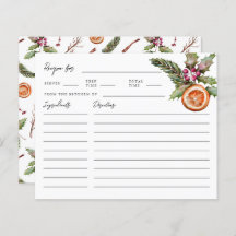 Weihnachts-Brautparty Rezept-Karte