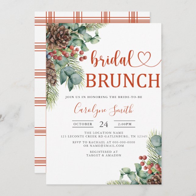 Weihnachts-Bridal-Brunch Einladung (Vorne/Hinten)