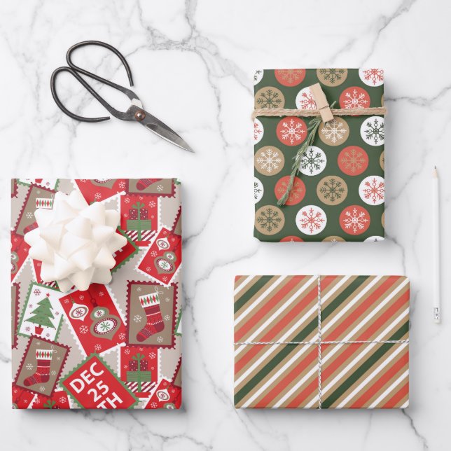Weihnachts-Briefmarke Ornamente Umschlag Papier Se (Vorderseite)