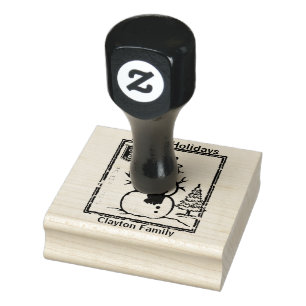 Weihnachts-Briefmarke Snowman. bearbeitbar Gummistempel