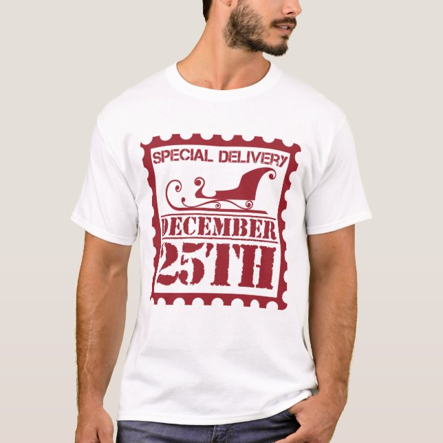Weihnachts-Briefmarke Sonderlieferung 25. Dezember T-Shirt (Vorderseite)