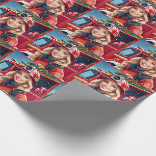 Weihnachts-Brigade Feuerwehrfrau Geschenkpapier