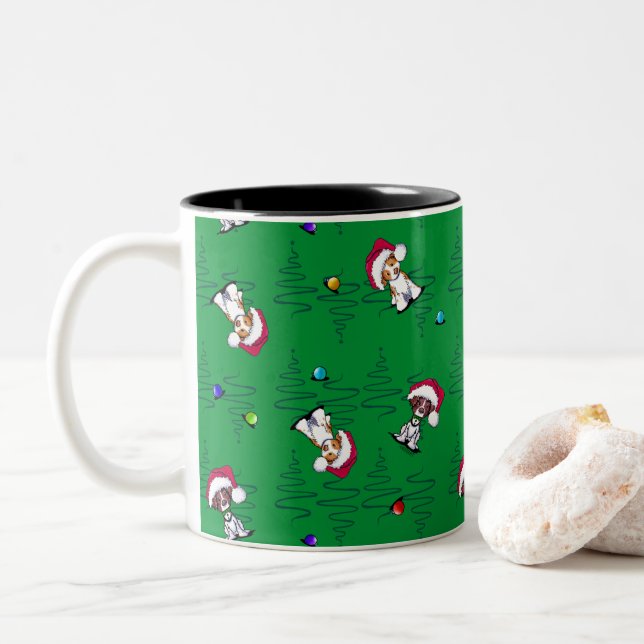 Weihnachts-Brittanies Zwei-Tone-Kaffee-Tasse Zweifarbige Tasse (Mit Donut)