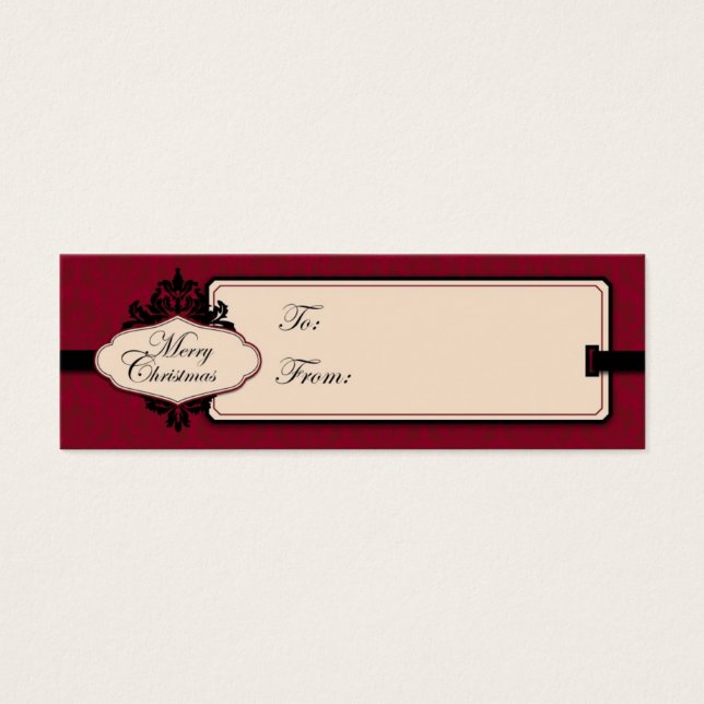 Weihnachts Brocade Red Gift Tag (Vorderseite)