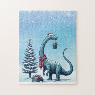 Weihnachts Brontosaurus Dinosaurier Puzzle