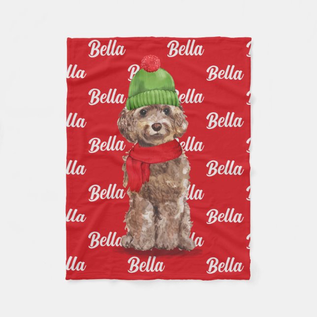 Weihnachts-Brown-Cockapoo Santa Dog Fleecedecke (Vorderseite)