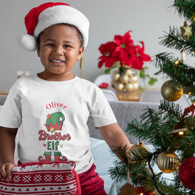 Weihnachts-Bruder Elf maßgeschneiderter T - Shirt  (Christmas Brother Elf customized kid's t-shirt)