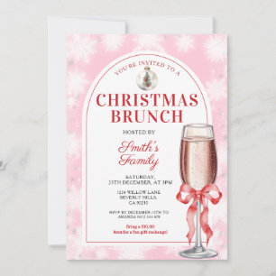 Weihnachts-Brunch-Party-Roter-Bogen-Wein-Rosa-Ging Einladung