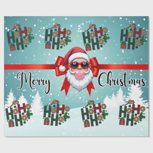Weihnachts-Bubble-Gum-Santa-Geschenkpapier Geschenkpapier (Flach)