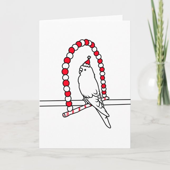 Weihnachts-Budgie Moderne und Minimalistische Line Karte (Vorderseite)