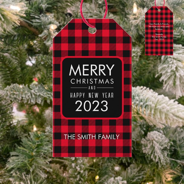 Weihnachts Buffalo Kariert Gefallen Tags Geschenkanhänger (Von Creator hochgeladen)