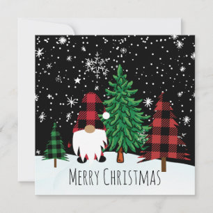 Weihnachts Buffalo Print Gnome Weihnachtskarte