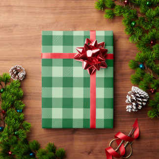 Weihnachts-Büffel-Karo in blassem und dunklem Wald Geschenkpapier