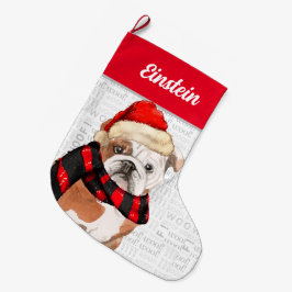 Weihnachts-Bulldog mit Hundeband Großer Weihnachtsstrumpf