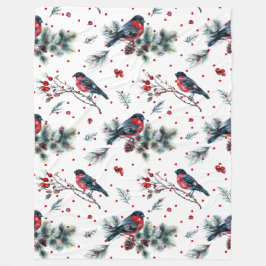 Weihnachts-Bullfinch & Evergreens-Muster Fleecedecke