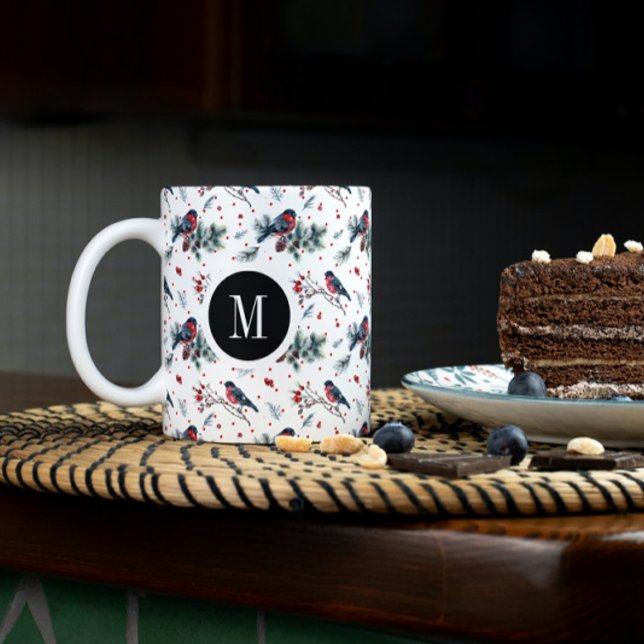 Weihnachts-Bullfinch & Red Berries Muster Tasse (Von Creator hochgeladen)