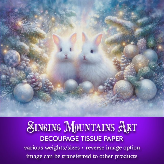 Weihnachts-Bunnies magischer Winterwald-Dekoupage Seidenpapier (Von Creator hochgeladen)
