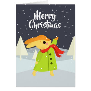 Weihnachts Bunny Catching Schneeflocken Niedlich