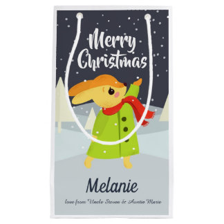 Weihnachts Bunny Catching Schneeflocken Niedlich Kleine Geschenktüte