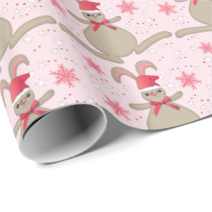 Weihnachts-Bunny-Rabbit-Weihnachtsmannmütze Pink X Geschenkpapier