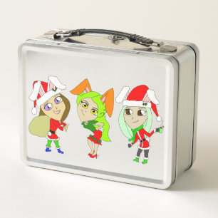 Weihnachts-Bunnygirls Metall Brotdose