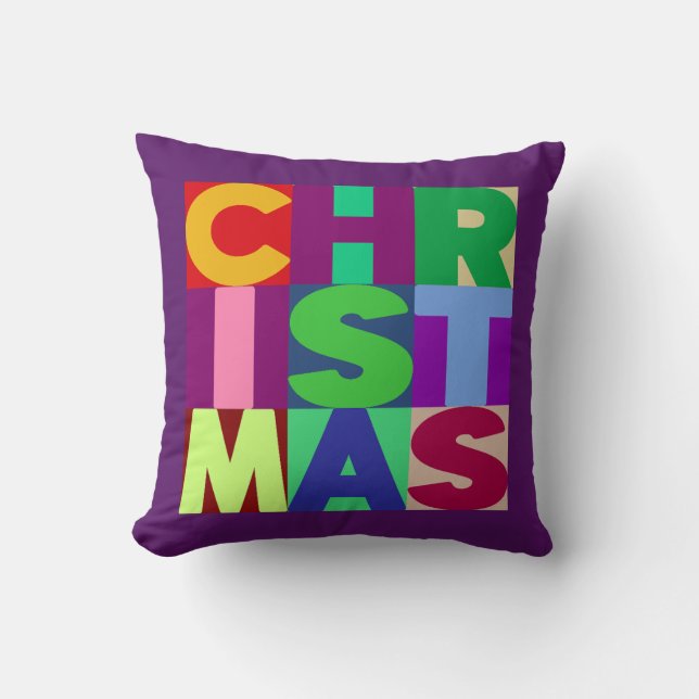 Weihnachts-bunte Briefe Platz Kissen (Vorderseite)