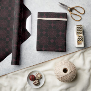 Weihnachts-Burgund und Black Mandala Geschenkpapier