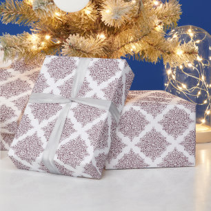Weihnachts-Burgund und Weißer Schneeflocken Mandal Geschenkpapier
