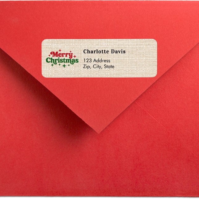 Weihnachts-Burlap beige rustikale Rücksendeadresse (Von Creator hochgeladen)