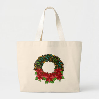Weihnachts-Butterfly-Poinsettia-Kranz-Tragetasche Jumbo Stoffbeutel