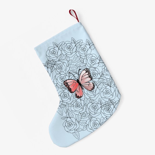Weihnachts-Butterfly-Strumpf mit Rose Kleiner Weihnachtsstrumpf (Rückseite (Hängend))