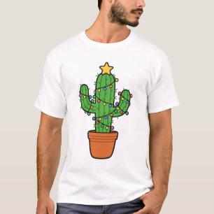 Weihnachts-Cactus-Lichter Lustige Feiertagskunst T-Shirt