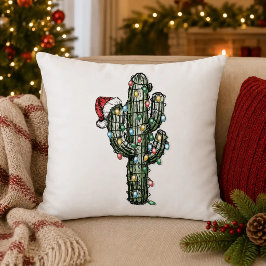 Weihnachts-Cactus mit Lichtern Kissen