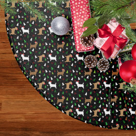 Weihnachts Cairn Terrier in Weihnachtsmannmützen S Polyester Weihnachtsbaumdecke