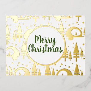 Weihnachts-Camper-Muster Gold geprägt Folien Feiertagspostkarte