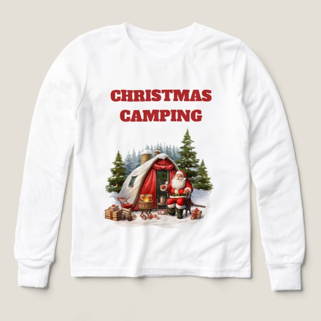 Weihnachts-Camping Boys Long Sleeve (Design Vorderseite)