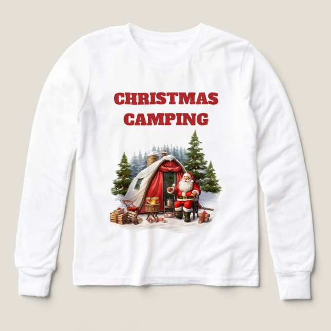 Weihnachts-Camping Girls Long Sleeve (Design Vorderseite)