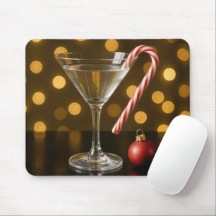 Weihnachts-Candy-Cane auf einem Martini-Glas Mousepad
