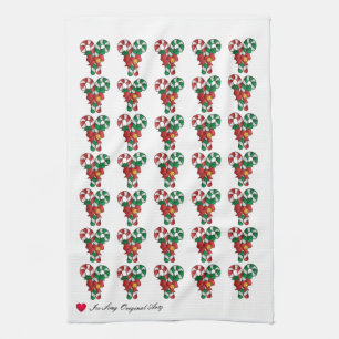 Weihnachts Candy Cane Bow Bell Küchenhandtücher Geschirrtuch