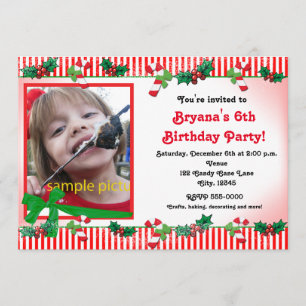 Weihnachts-Candy-Cane-Foto-Einladung zur Party Einladung
