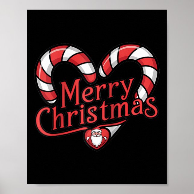 Weihnachts Candy Cane - Frohe Weihnachten Poster (Vorne)