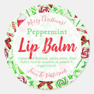 Weihnachts Candy Cane Fun Lip Balm Labels Runder Aufkleber