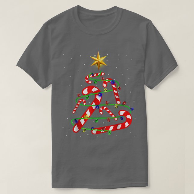 Weihnachts Candy Cane Funny Xmas Tree Light Gesche T-Shirt (Design vorne)
