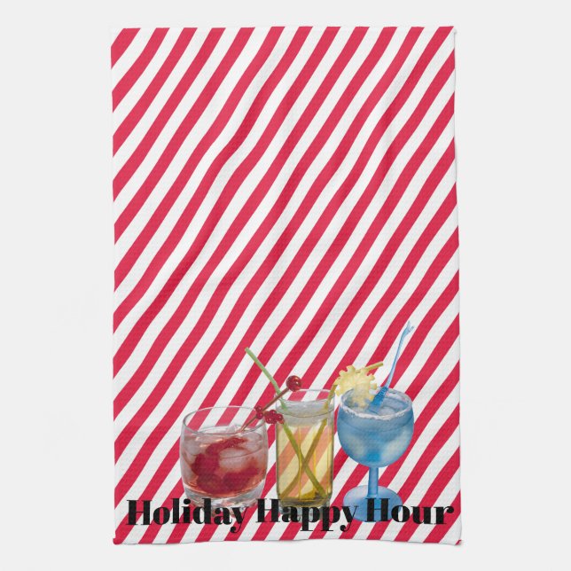 Weihnachts-Candy-Cane-Happy-Hour Geschirrtuch (Vertikal)