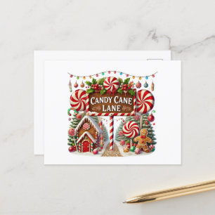 Weihnachts Candy Cane Lane Feiertagspostkarte