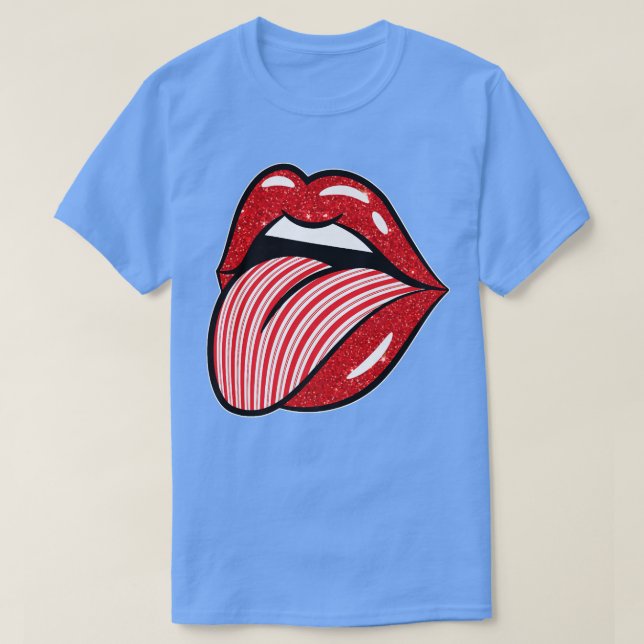 Weihnachts Candy Cane Lips Tongue Kostüm Girl10 T-Shirt (Design vorne)