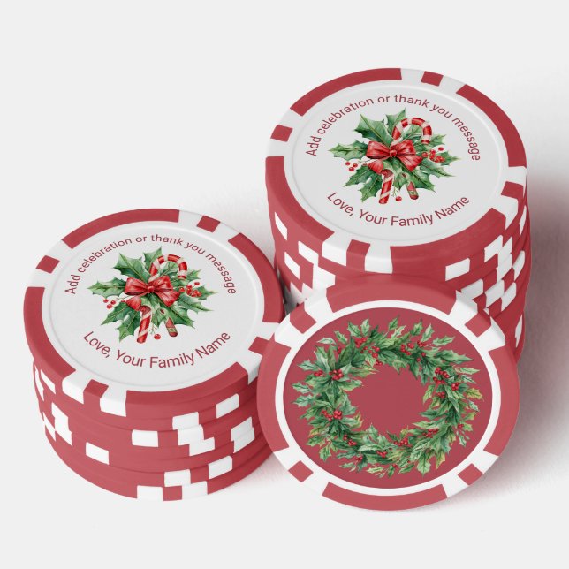 Weihnachts-Candy-Cane-Mistelzweig Individueller Te Pokerchips (Stapel)