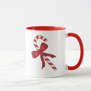 Weihnachts-Candy-Cane mit roter Schleife Tasse